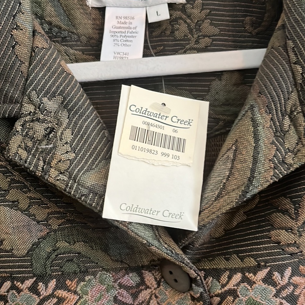 Coldwater Creek Tapestry Jacket Paisley Green Floral Autumn Winter Earthy Boho L - Picture 4 of 5